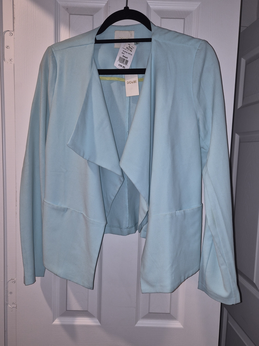 a'gaci Women's Light Blue Open-Front Blazer Jacket